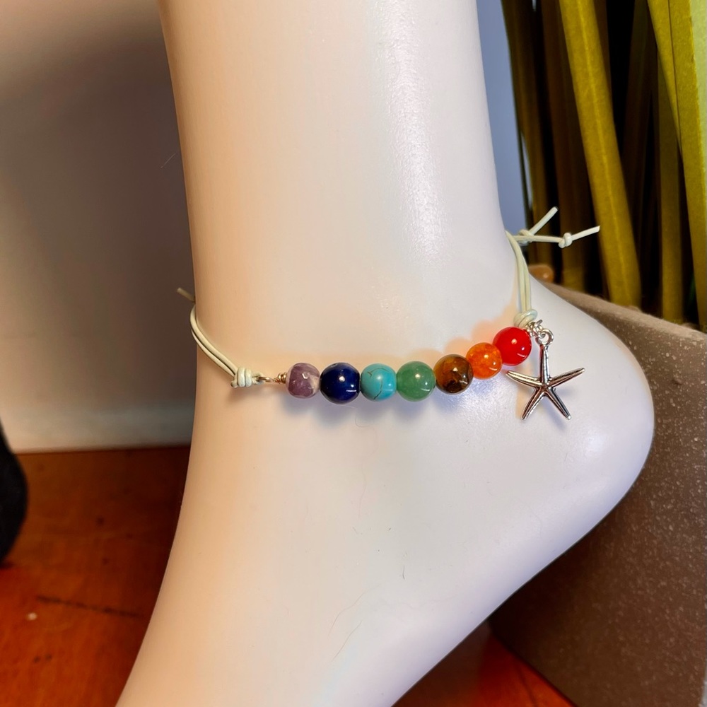 Anklet with chakra beads